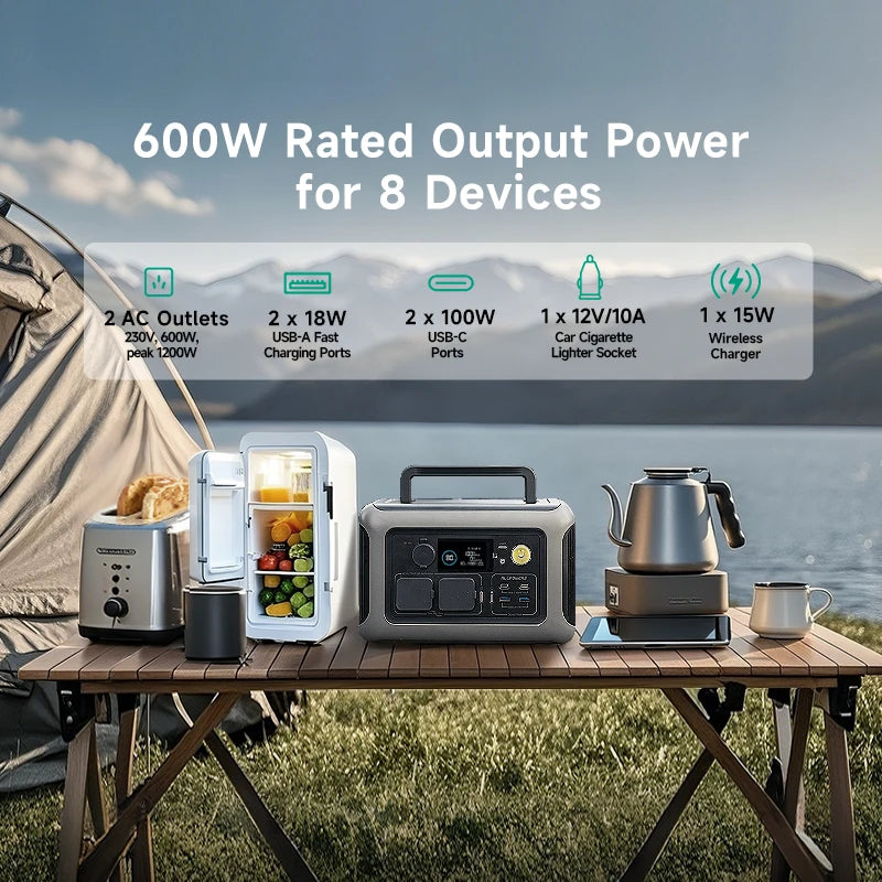 ALLPOWERS R600 Portable Powerstation 299wh LiFePO4 Battery with 600W AC Outlets for Outdoor