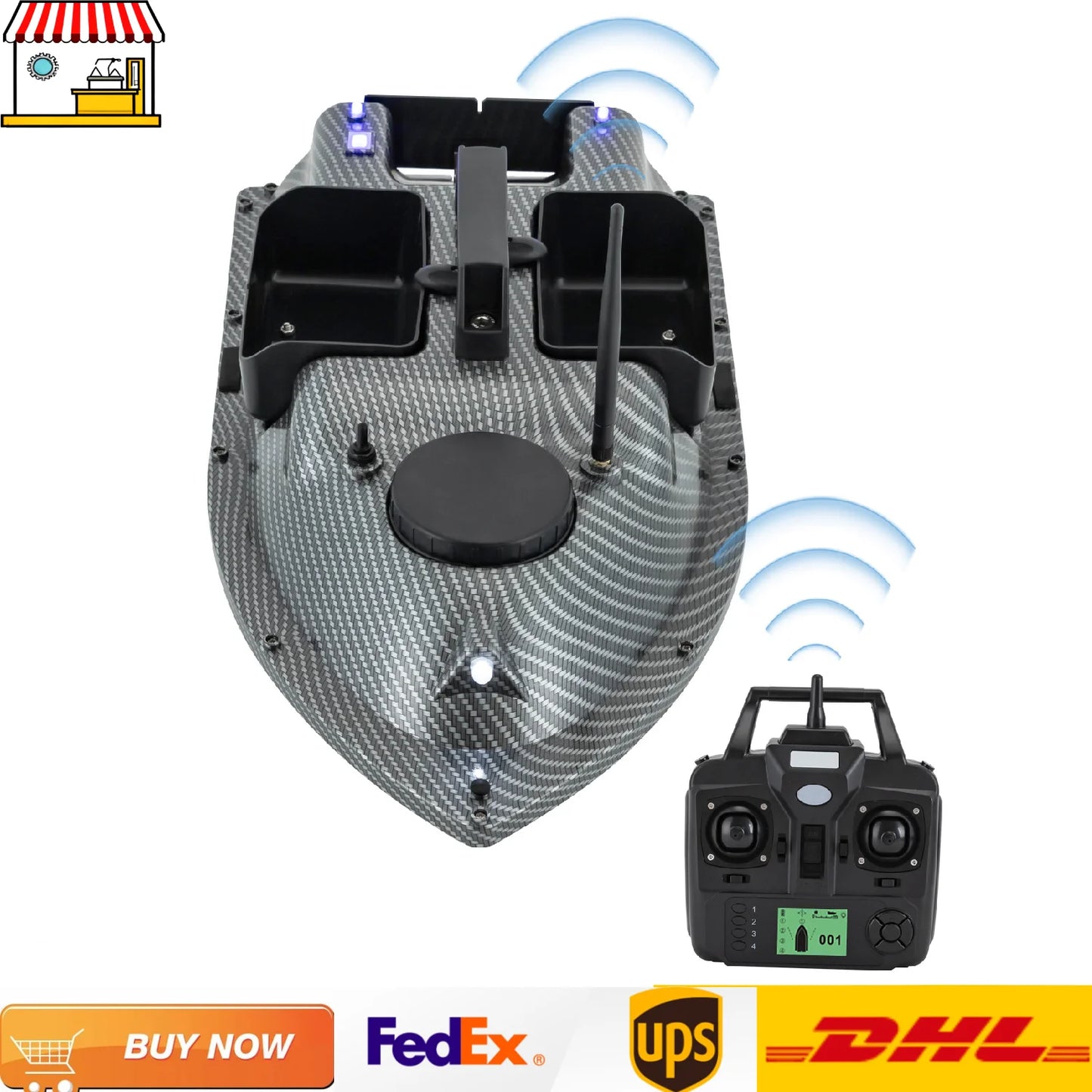 Rechargeable GPS Fishing Bait Boat With 5200mAh HighCapacityBatteries 2kg PayloadCapacityKg