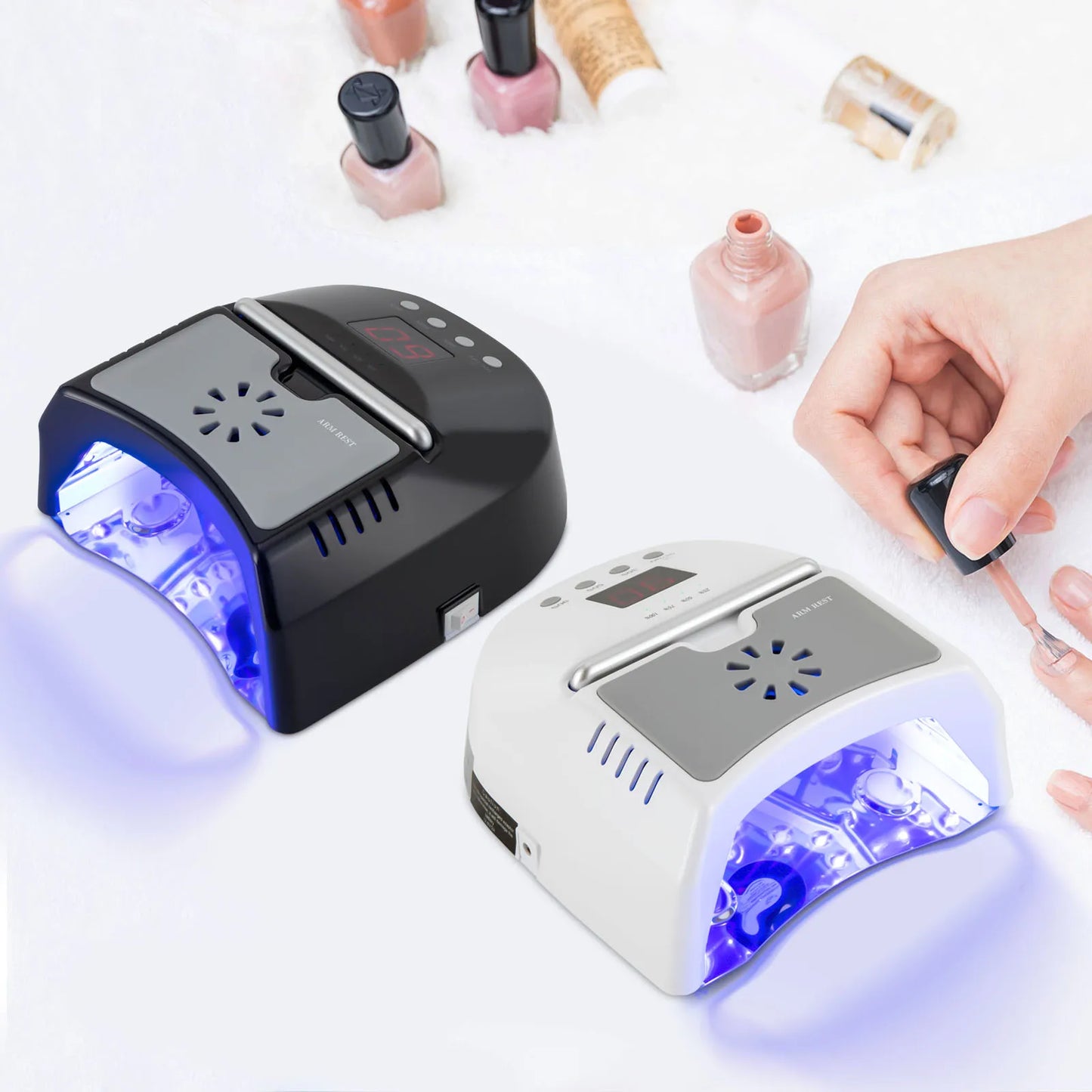 Nail Dryer Professional Rechargeable 72W 24-Bead UV/LED Gel Nail Lamp with Fan Removable Bottom 3 Timer Smart Sensor