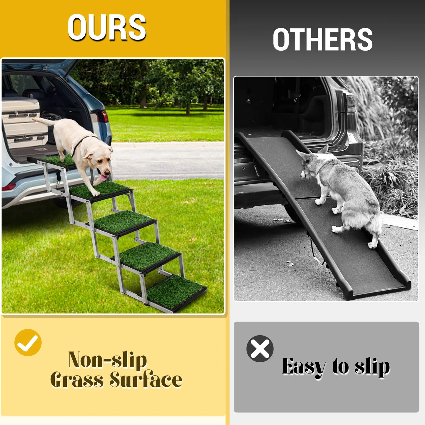 NONE Extra Wide Dog Stairs Foldable Ramp For Large Dogs