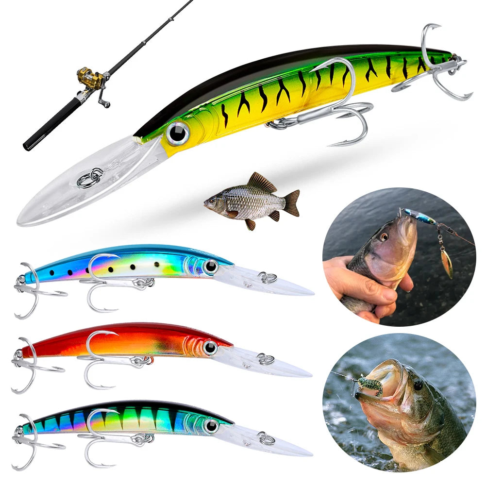 Minnow Plastic Hard Baits With Hooks For Seawater Fishing Artificial Bait Accessory