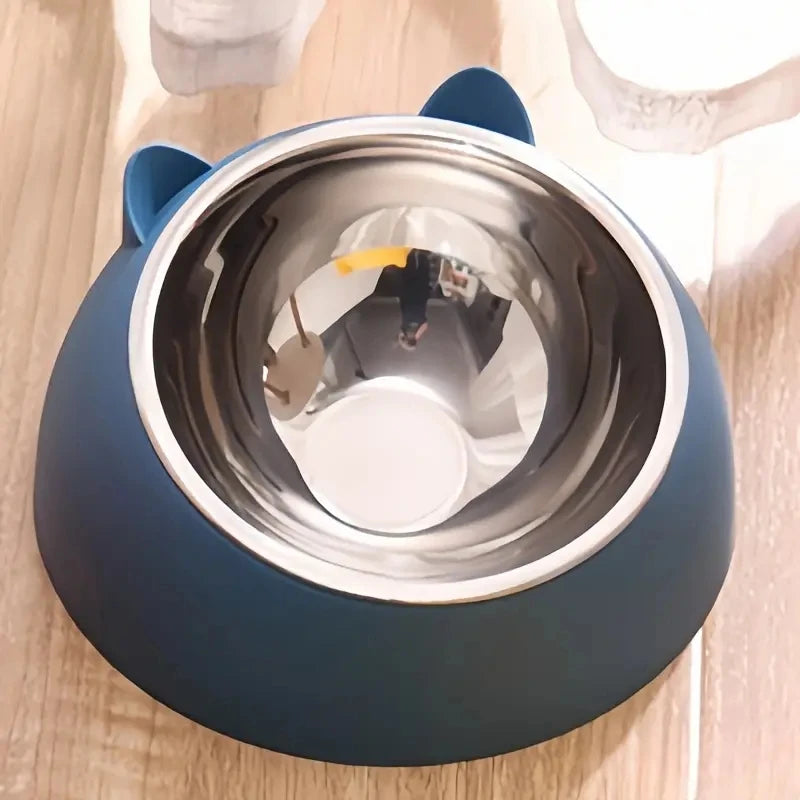 Ergonomic Ear Shaped Non Slip Tilted Cat Bowl For Food Water