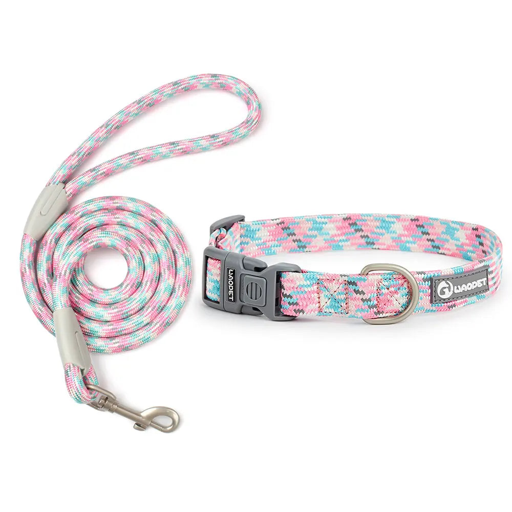 Reflective Dog Leash And Collar Set For Outdoor Walking