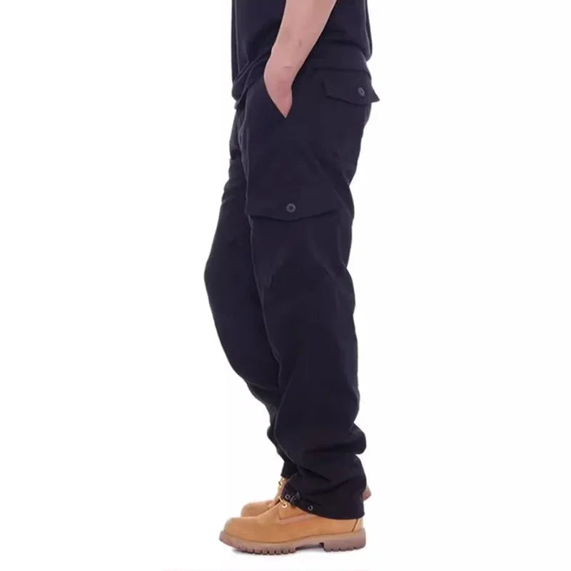 Men Baggy Cargo Pants Male Camouflage Multi Pocket Sweat Pants Loose Fit Plus Size Cotton Casual Pants Fashion Solid Color Pants