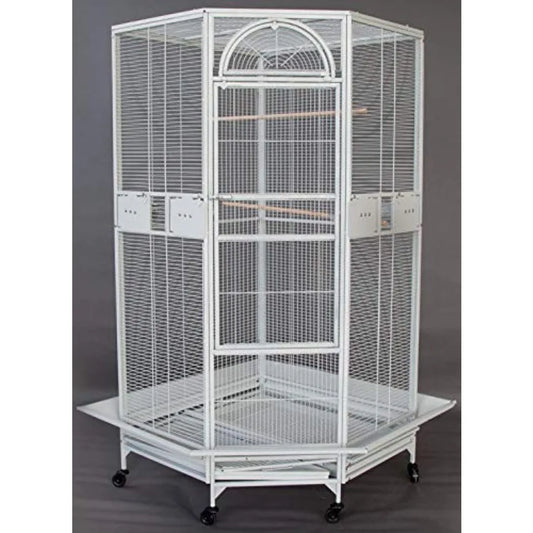 64 Extra Large Corner Flight Bird Parrot Cage for Cockatiel Parakeet Budgies Parrot with Around Metal Seed Skirts Tight 1/2-Inc