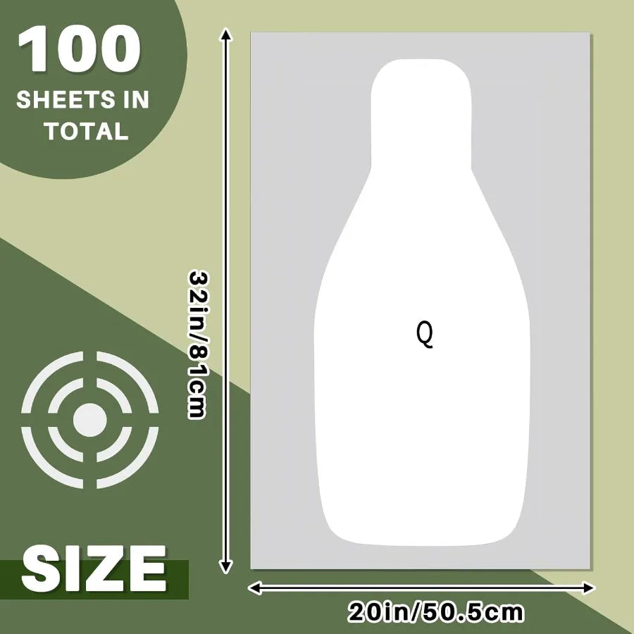 Large Paper Rifle Targets with Center Mass Silhouette Design for Outdoor Range Shooting Training and Qualification Practice Ide