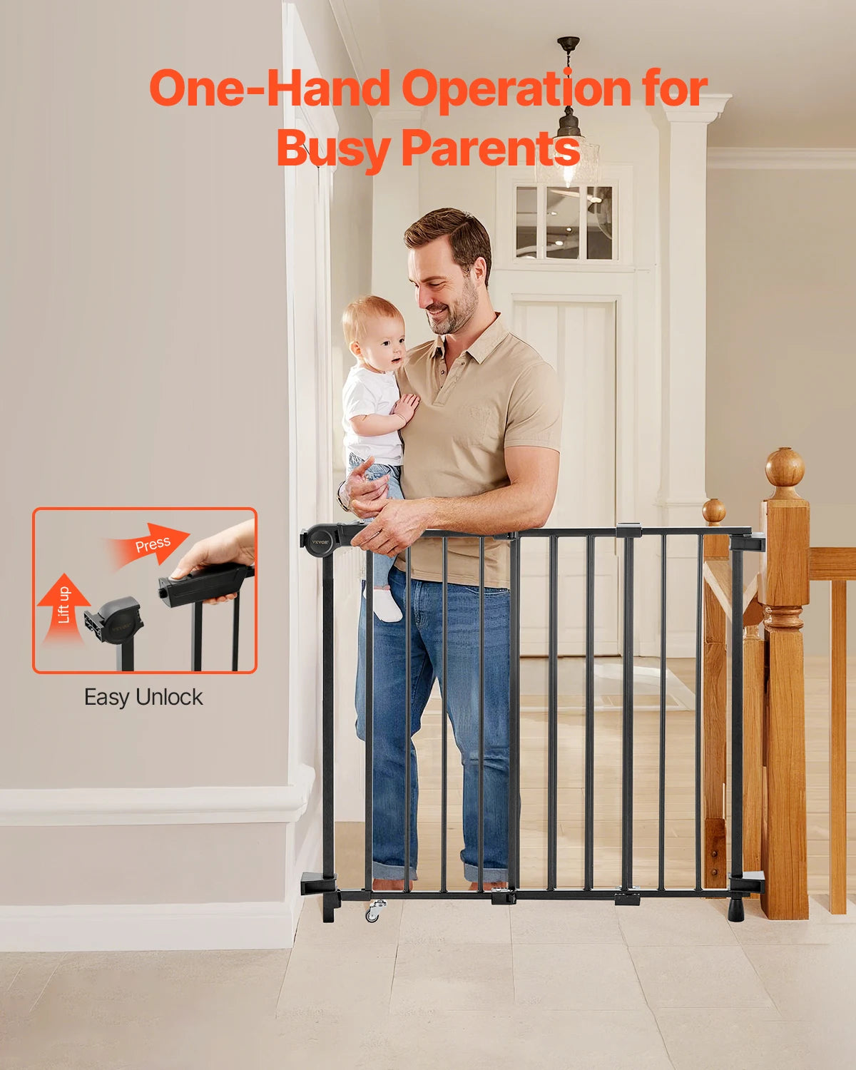 VEVOR Baby Gate For Kids And Pets With No Threshold
