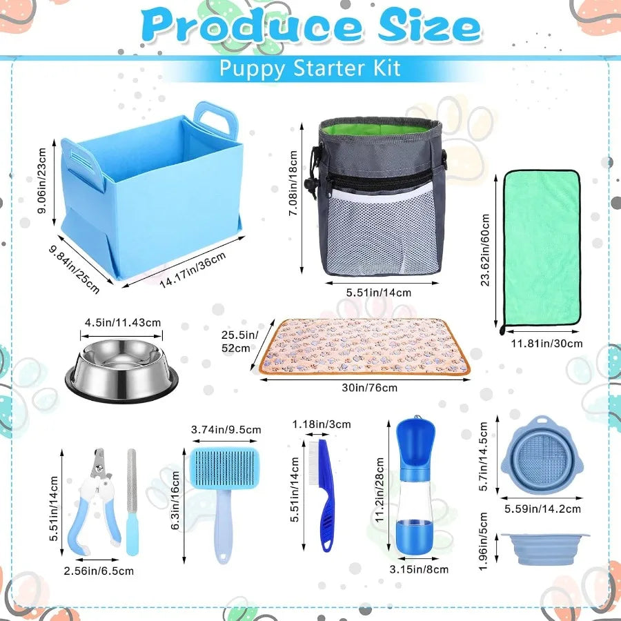 65 Piece Puppy Starter Kit With Leash Toys And Essentials