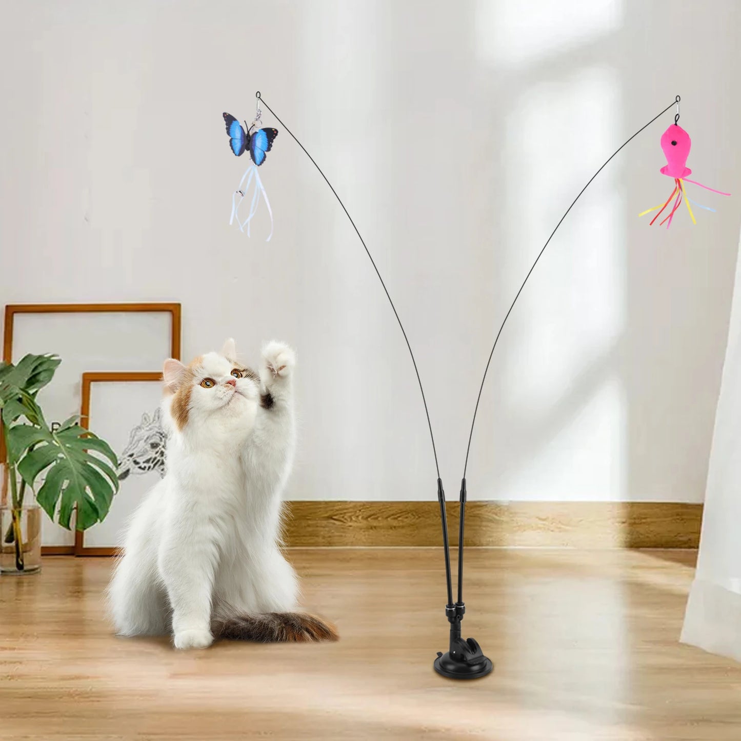 Shunmaii Pet Cat Toy Set With Suction Cup Teaser Stick