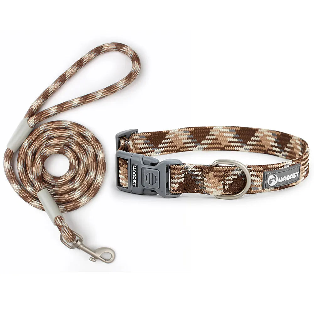 Reflective Dog Leash And Collar Set For Outdoor Walking
