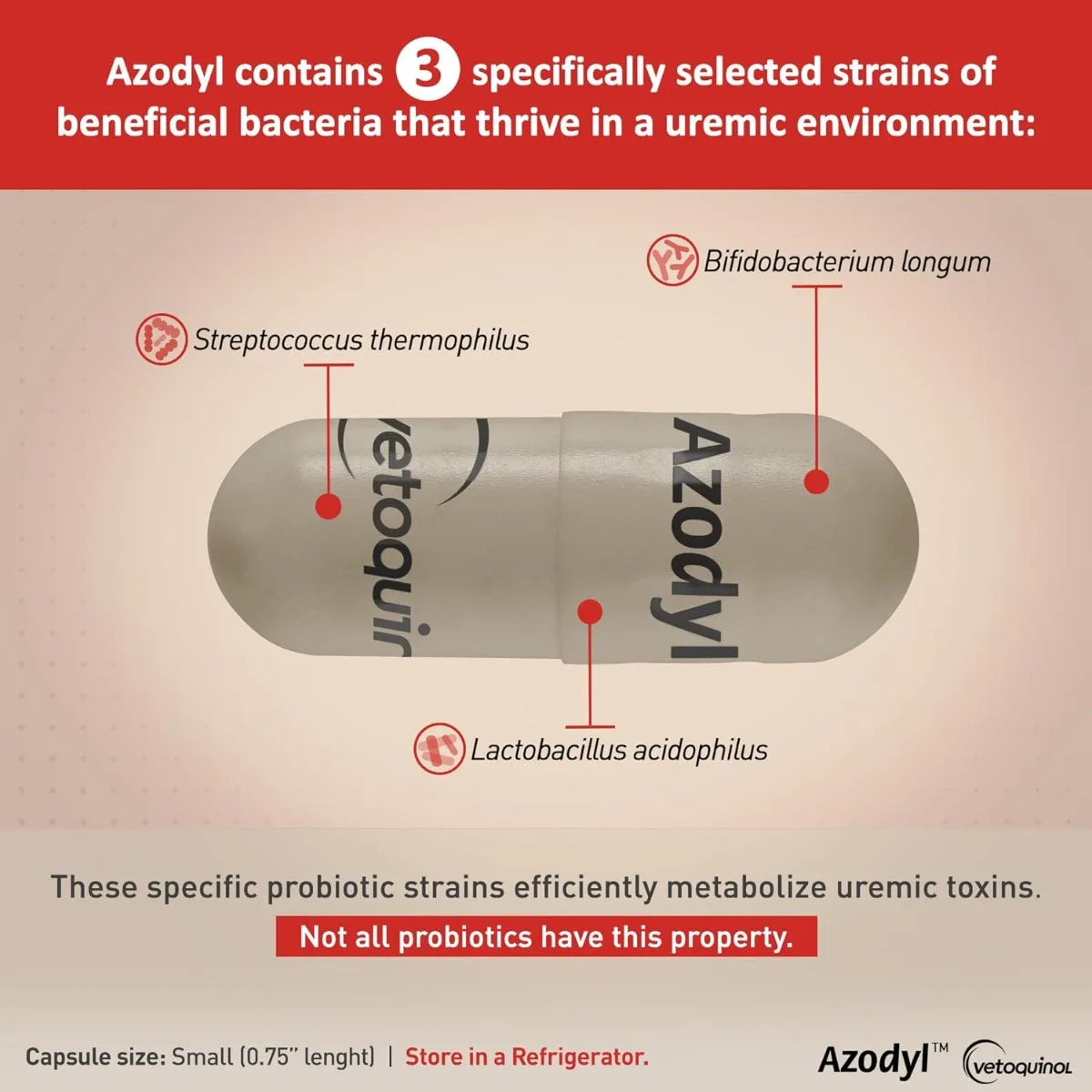 Kidney Care Supplement for Dogs & Cats, Vetoquinol Azodyl 90ct Probiotic Formula to Support Renal Health & Toxin Management