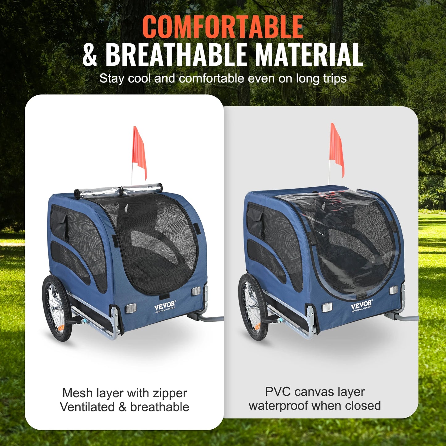 Pet Bike Trailer Carrier For Dogs 100lb Capacity Collapsible