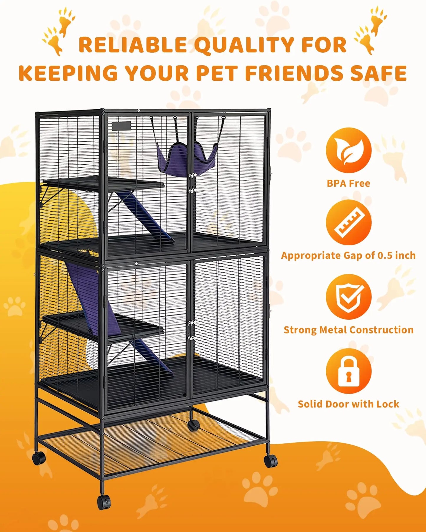 DishyKooker 4-Tier Metal Small Animal Cage With Removable Tray