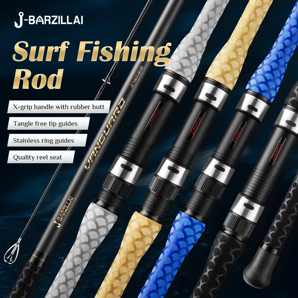 J-BARZILLAI Vanguard Carbon Surf Spinning Rod Ultra Light Graphite Pole Saltwater Surf Fishing