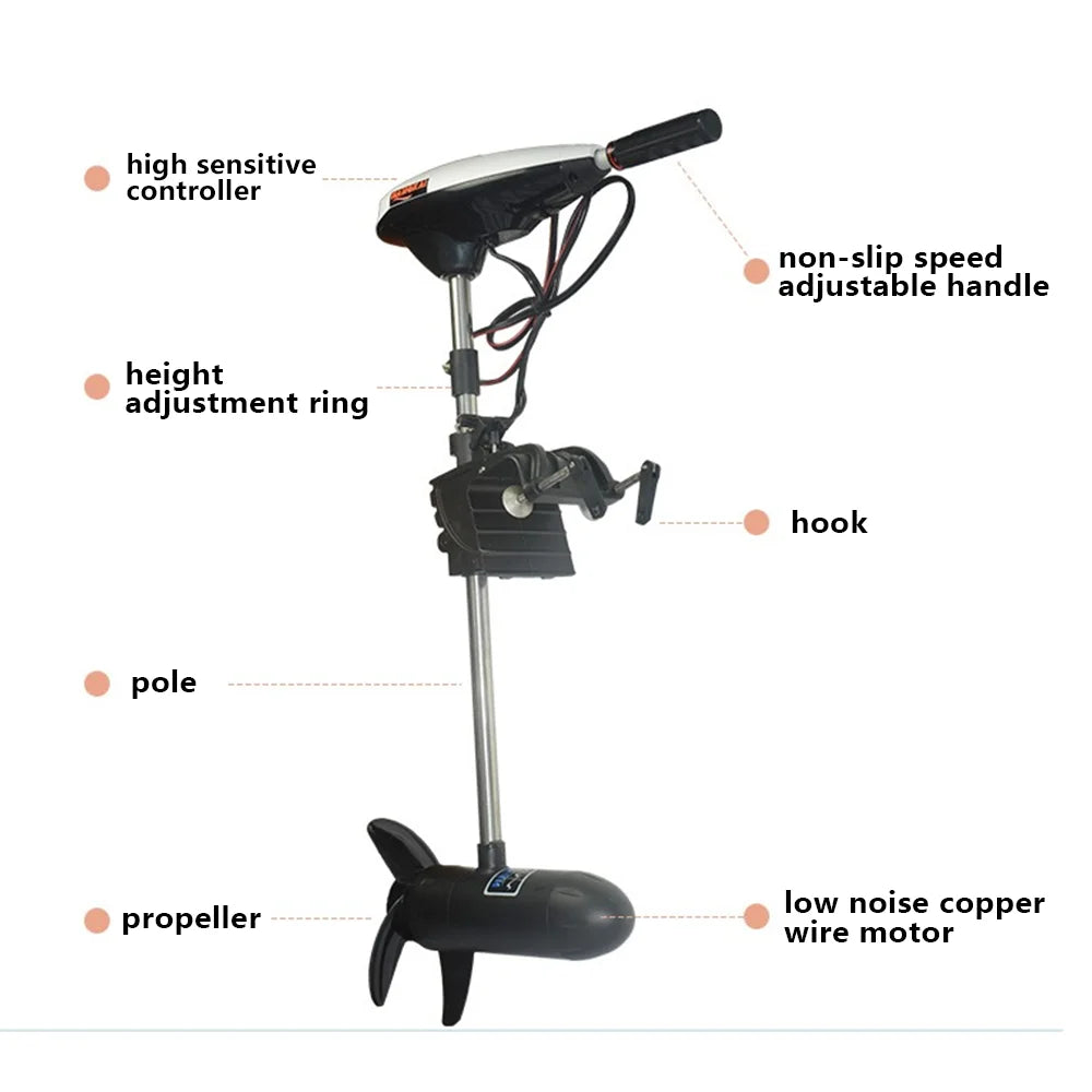 Trolling Motor 65LBS 12V 660W Electric Outboard Motor For Fishing Boats And Inflatable Kayaks
