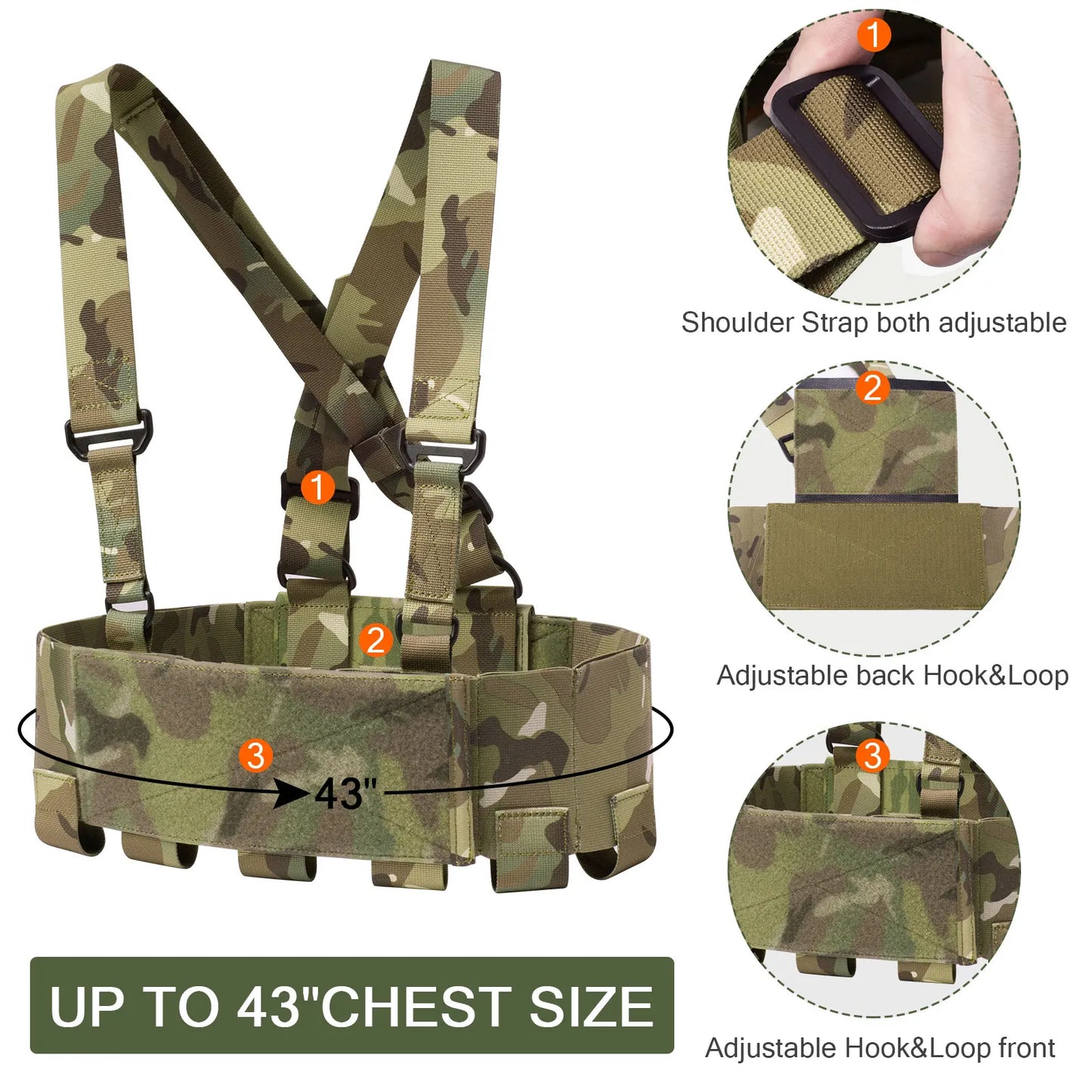 KRYDEX Tactical Ready Chest Rig Low Vis Lightweight Concealed Carry Chest Rig Vest With Elastic 5.56 Magazine Radio Pouch