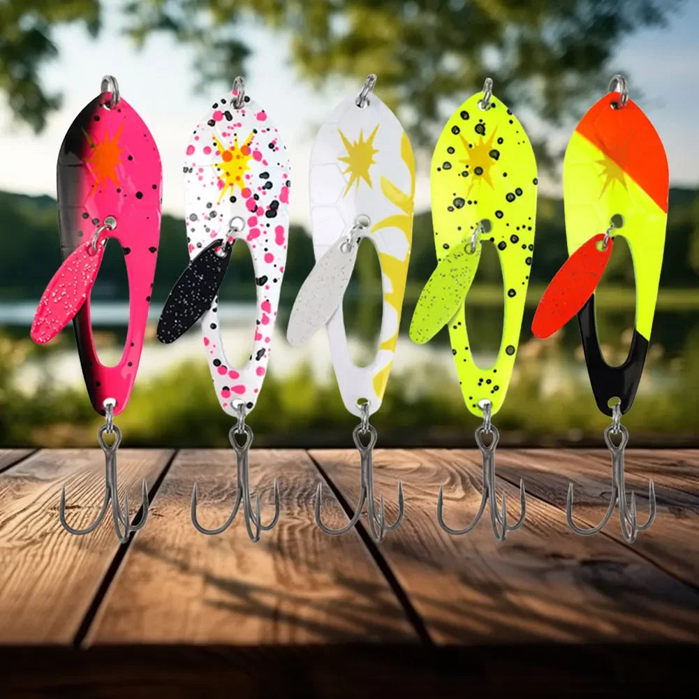 5Pcs Metal Spoon Fishing Lures with Treble Hooks Spinner Bait Crankbait for Bass Pike Fishing Accessories