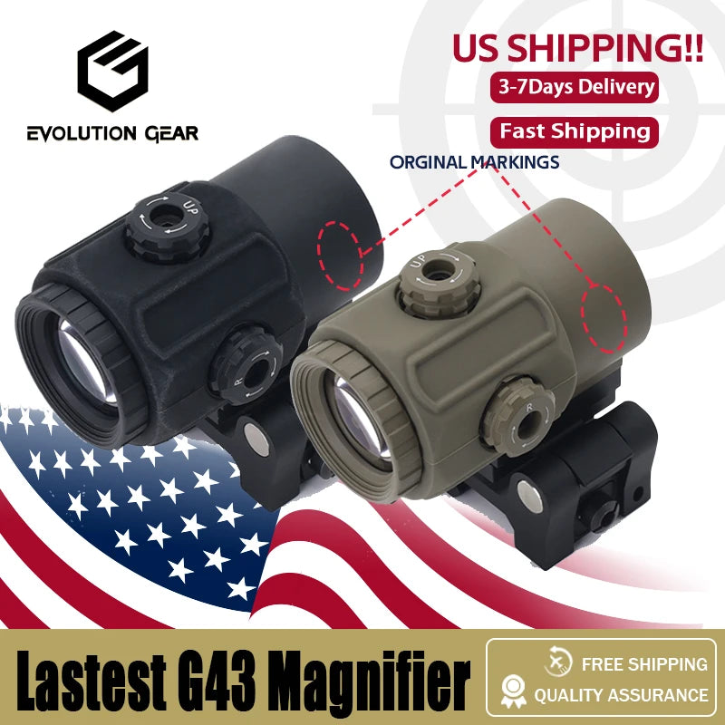 U.S. Warehouse shipping, NEW 2024 Ver. G43 3X Magnifier Airsoft Modern Version US Flag Marking with Original Markings QR Code