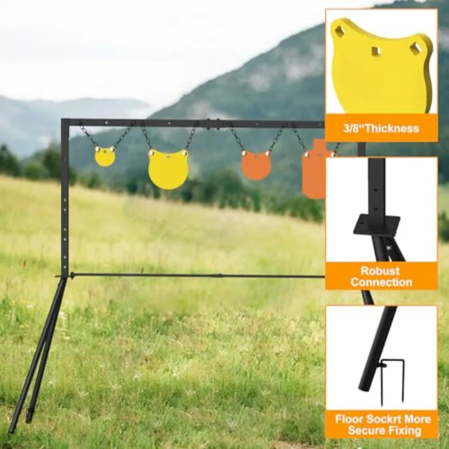 3 8 Thick AR500 Steel Target for Shooting Target Stand System Kit Designed for Outdoor Range and Shooting Practice with Adjusta