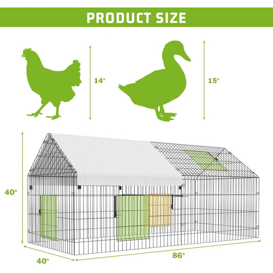 HiMISS Heavy Duty Chicken Run Coop Walk In Poultry Cage