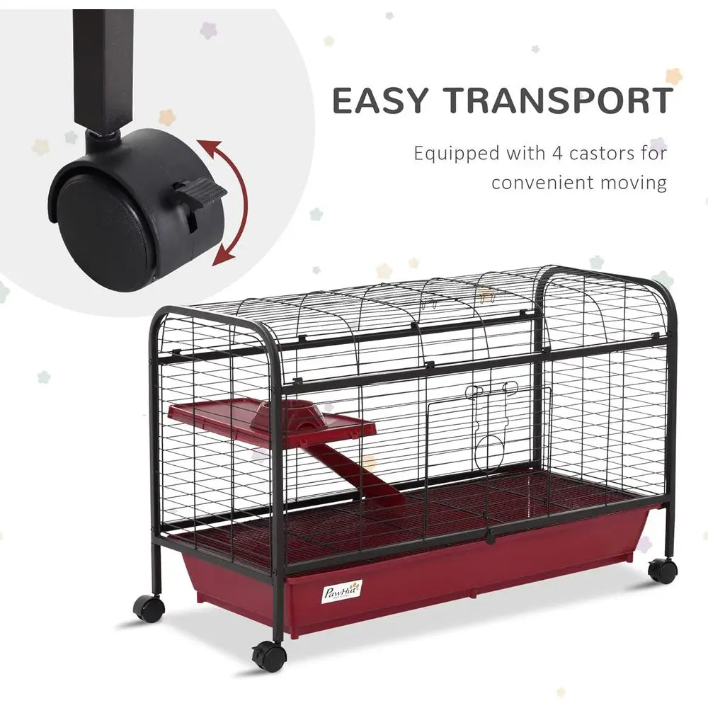 Animal Cage Rabbit Hutch Ferret Play House With Feeder Ramp