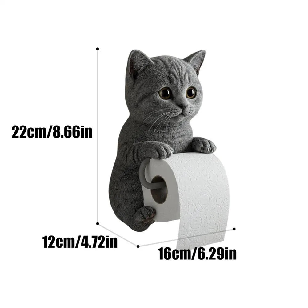 Cat Toilet Paper Holder Cat Toilet Roll Holder Wall Mounted Roll Rack Cute Dispenser for Dorm Home RV Restroom Travel Kitchen
