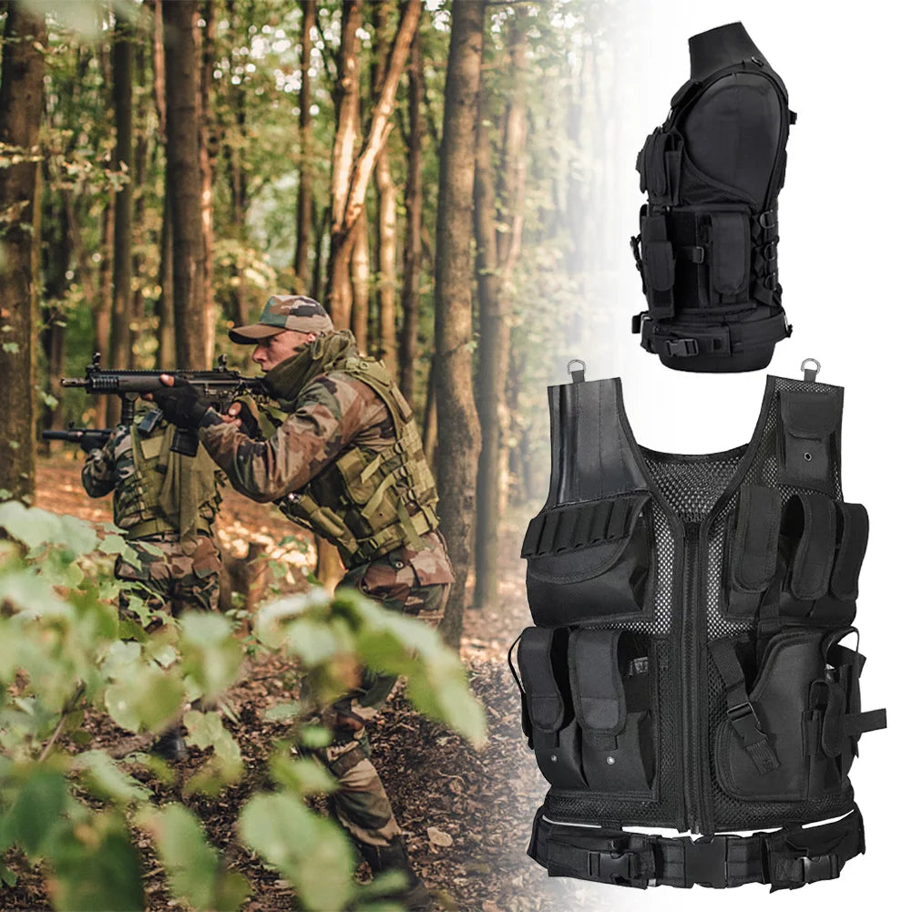 Nylon Combat Body Armor Vests Adjustable Mesh Vest Multi-Pocket Airsoft Vest Hunting Outdoor CS Game Airsoft Training Jacket