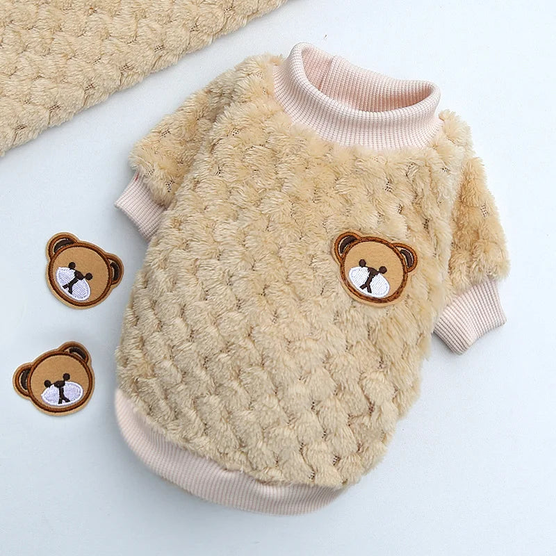 Winter Bear Print Dog Hoodie Coat For All Breeds Warm