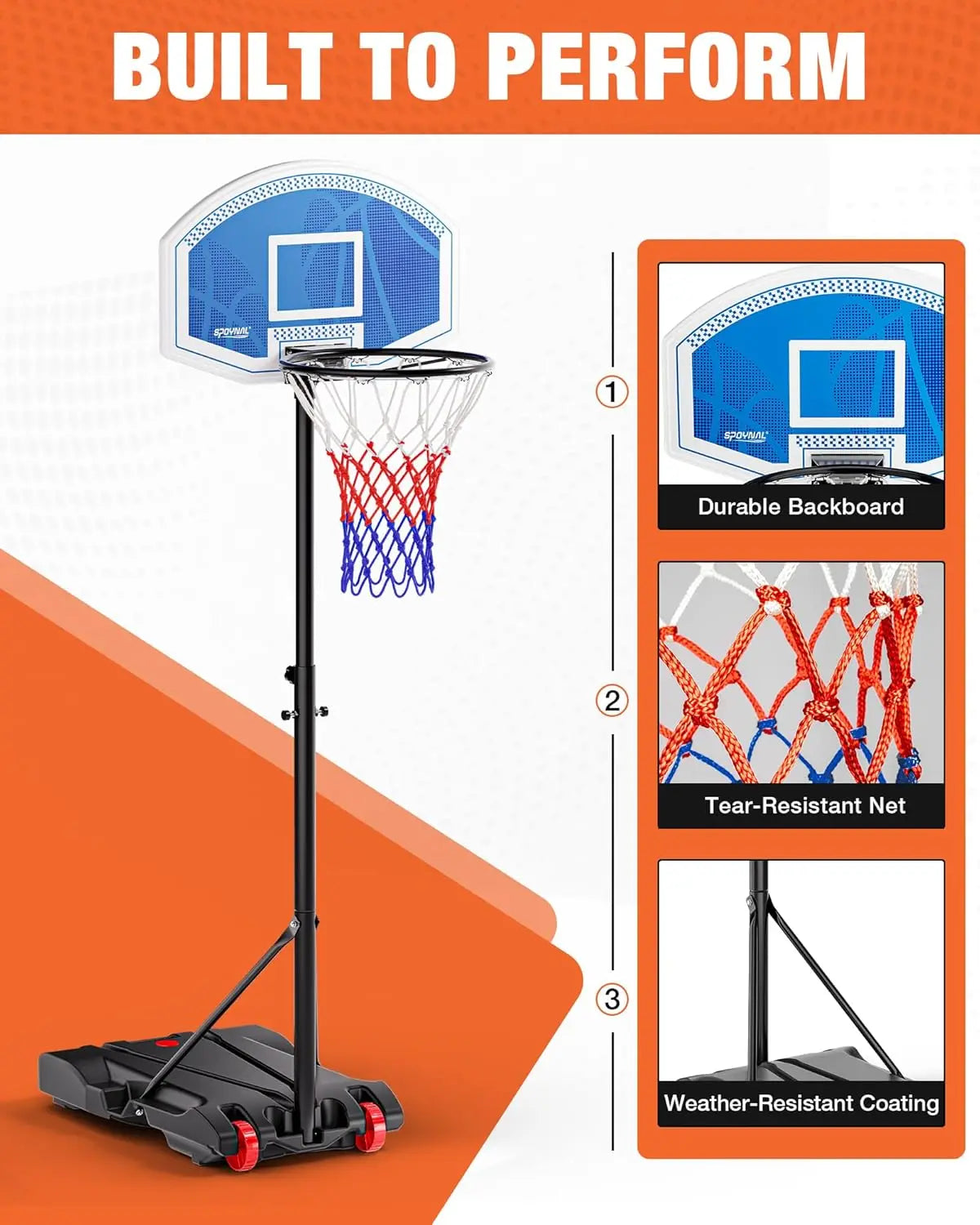 Adjustable LED Portable Basketball Hoop for Teens, 3.8-7 FT Height with Fillable Base & Wheels