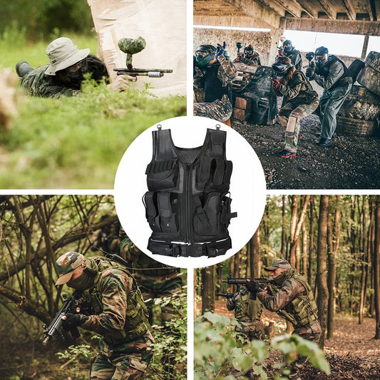 Nylon Molle Vest Adjustable Mesh Vest Combat Body Armor Vests Multi-Pocket Plate Carrier Vest for Outdoor Hunting