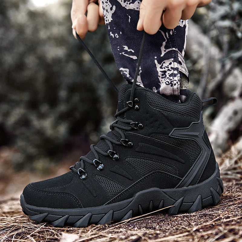 LOUIS KADHRCN Mens Casual Tactical Boots Lightweight Outdoor Motorcycle Boots Side Zip