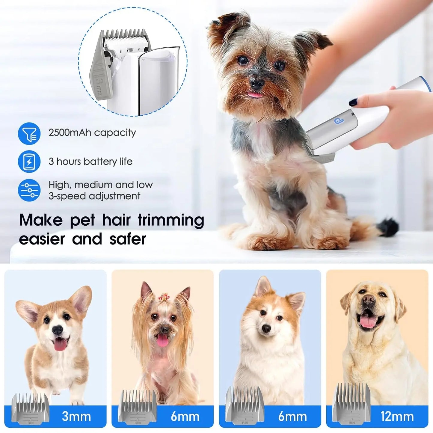 HiMISS Dog Grooming Kit With 2L Vacuum Suction Tools