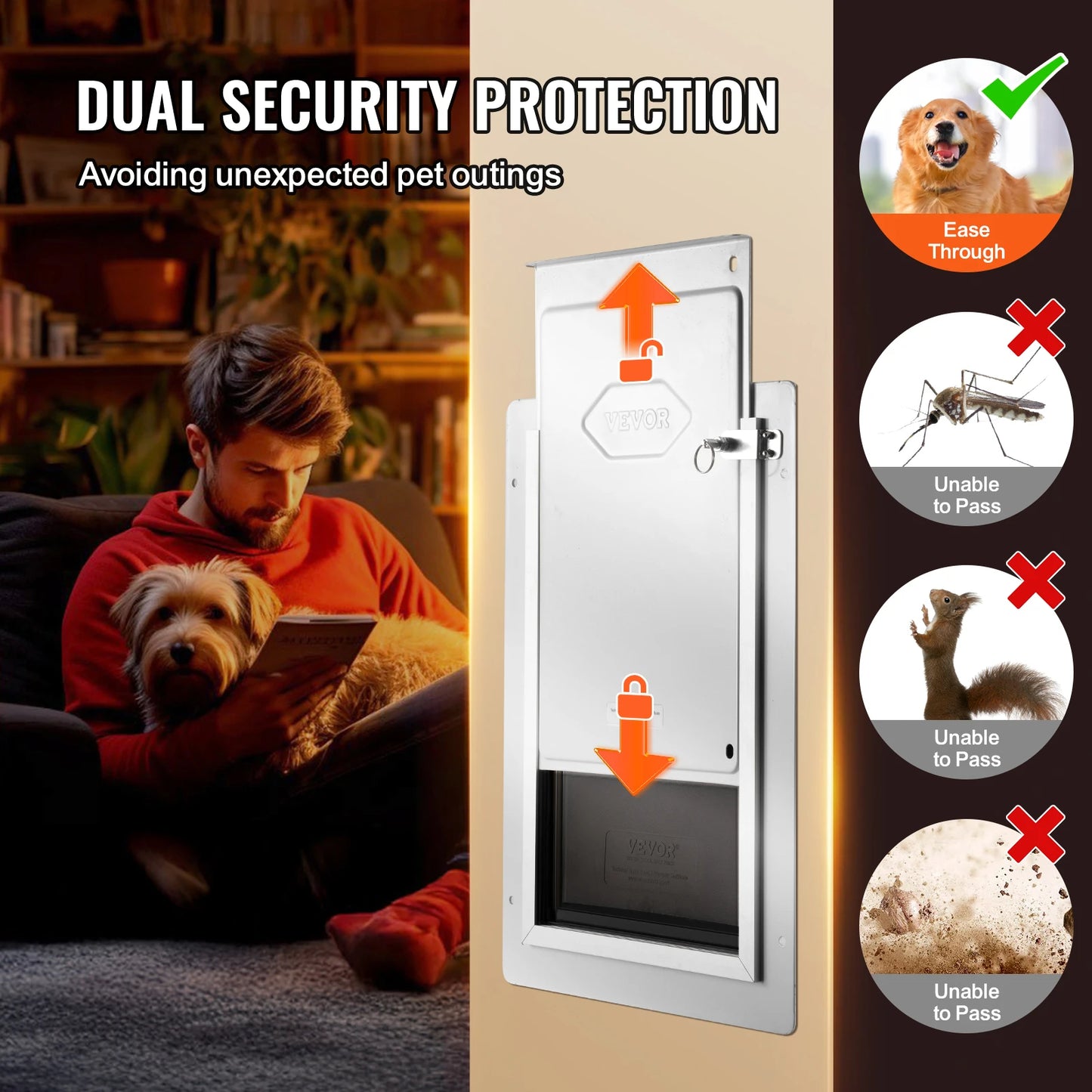 SucceBuy Pet Door With Metal Frame Lock And 3 Flaps