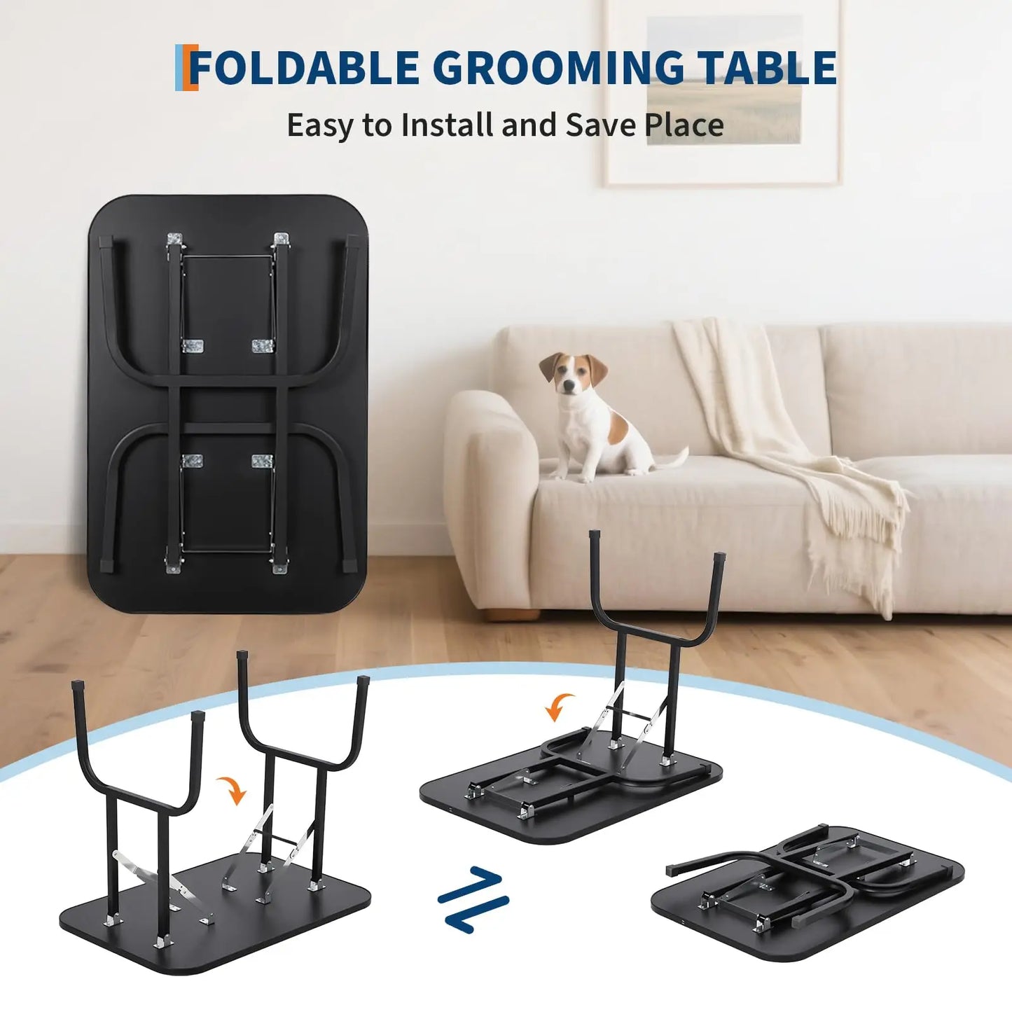 HiMISSCN Foldable Dog Grooming Table With Height Adjustable Arms Noose