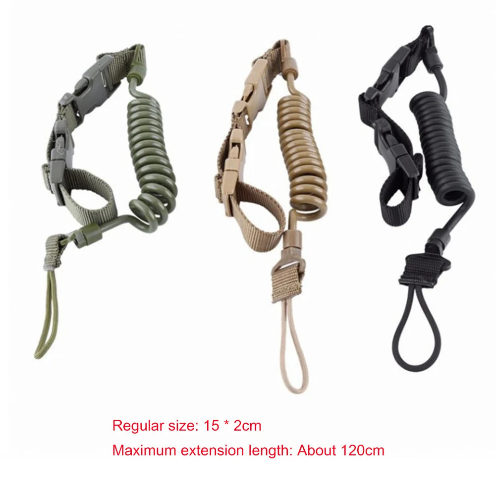 Outdoor Tactic Spring Lanyard Elastic Retractable Anti-lost Waist Hanging Retention Rope Police Pistols Gun Rifle Sling Hunting