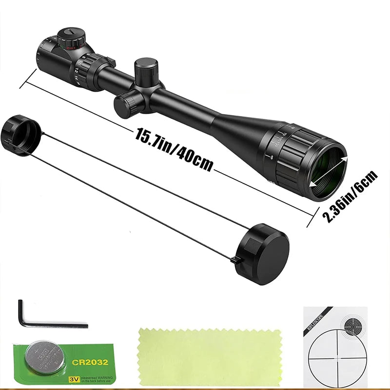 6-24x50 AO Rifle Scope Hunting Long-Range Scope Illuminated Red/Green Reticle Tactical Optical Sight for Rifle
