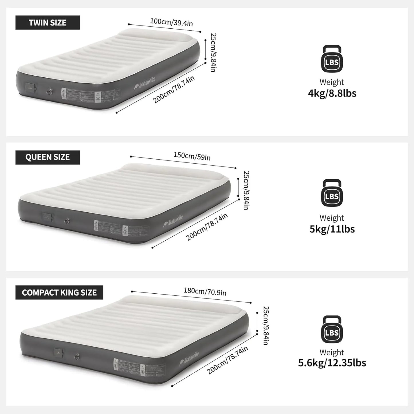 Naturehike Self Inflating Mattress Camping 2/3 Person Air Mat Built In Pump Sleeping Mat With Pillow Home Mattress