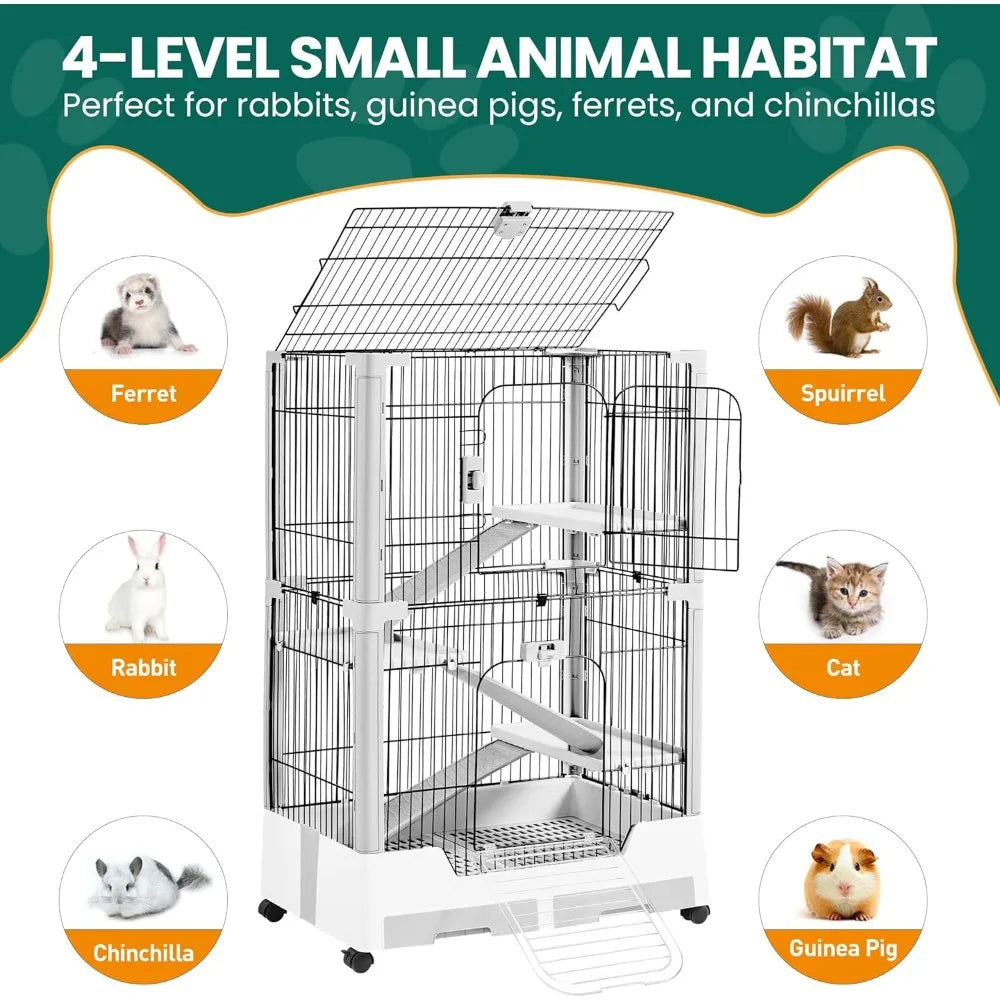 Stainless Steel 4 Level Small Animal Cage With Pullout Tray