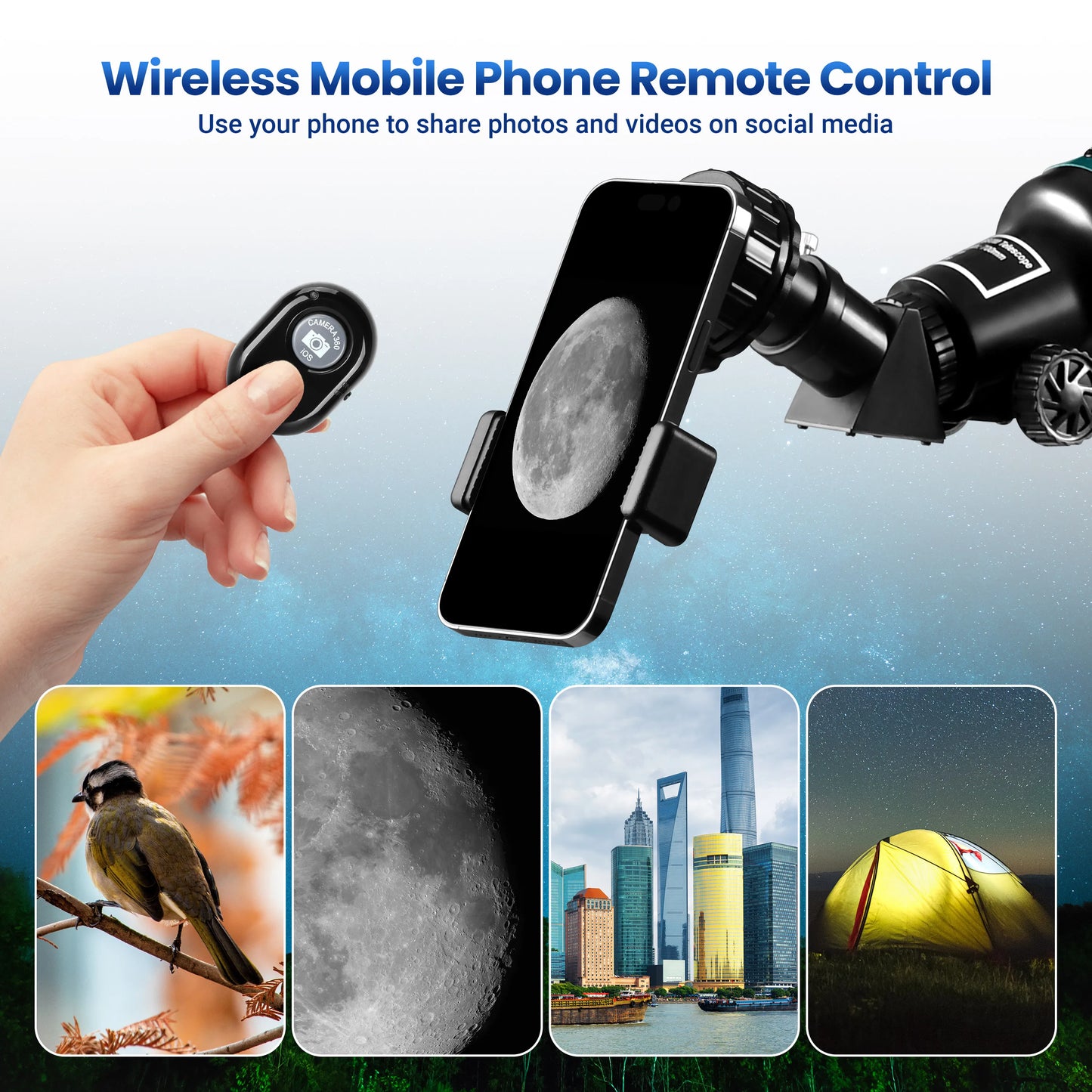 70080 Astronomical Telescope 80mm Lens 210X Moon Watching with Mobile Holder Stargazing App for Adults Kids Gift