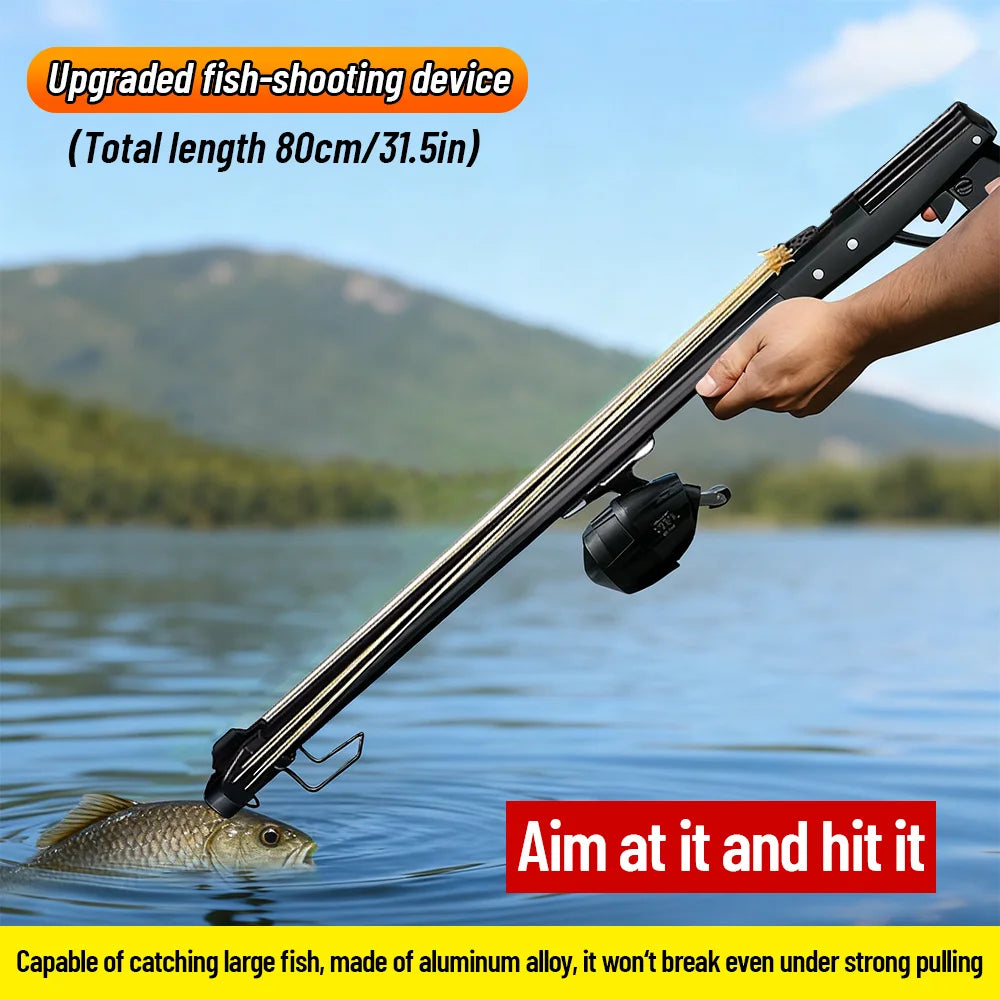 Fishing Slingshot Rod with Reel Long Distance Fishing Tool Portable Fishing Equipment Aluminum Outdoor Adult Fishing Device