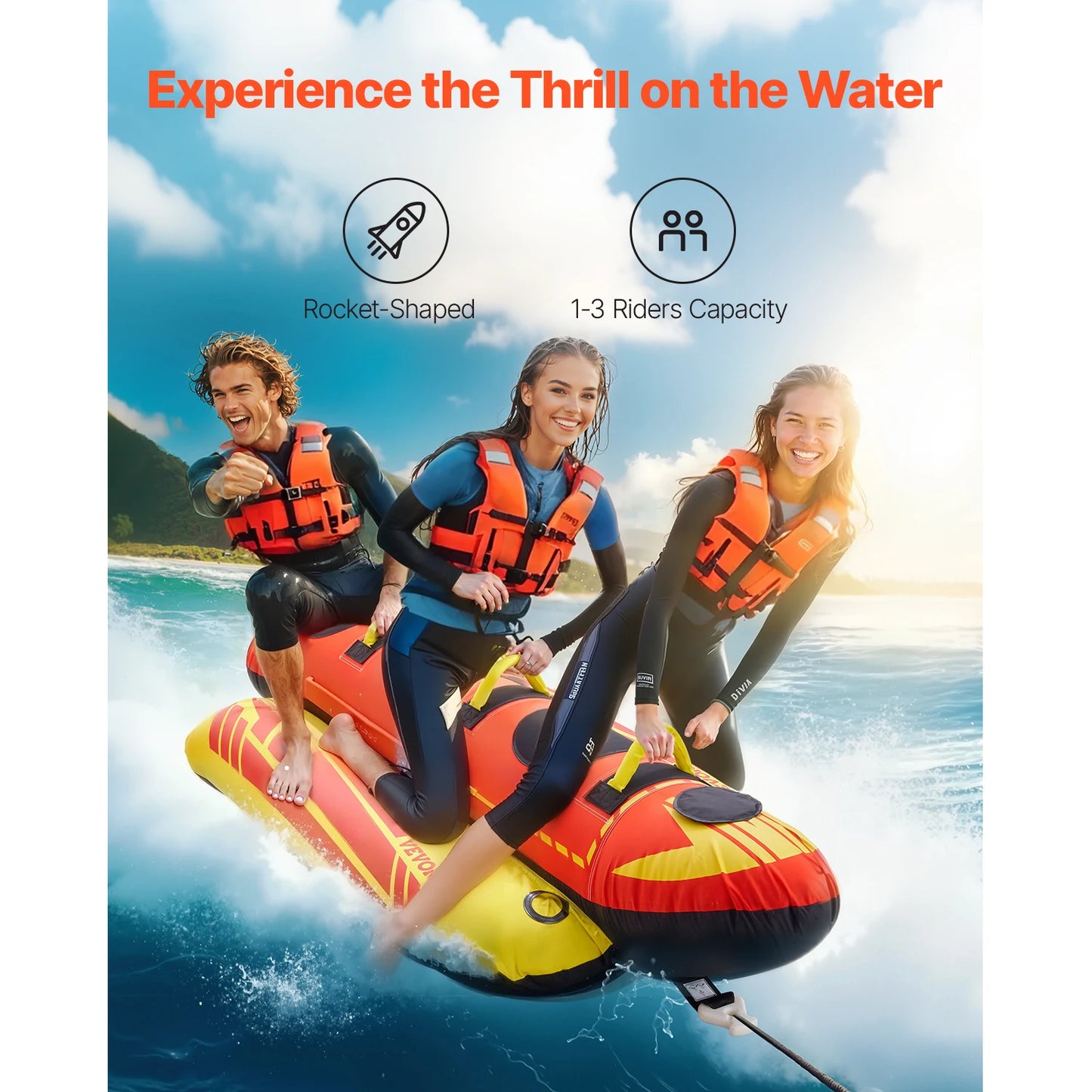 SucceBuy Towable Tube For Boating 3 Rider AdventureReady Inflatable WatercraftExperience