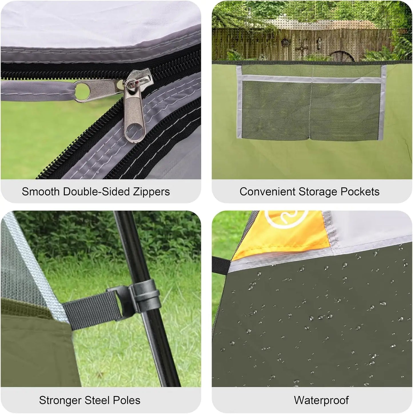 6 Person Waterproof Windproof Double Layer Family Camping Tent, Easy Setup Dome with Large Mesh Windows for Outdoor Hiking