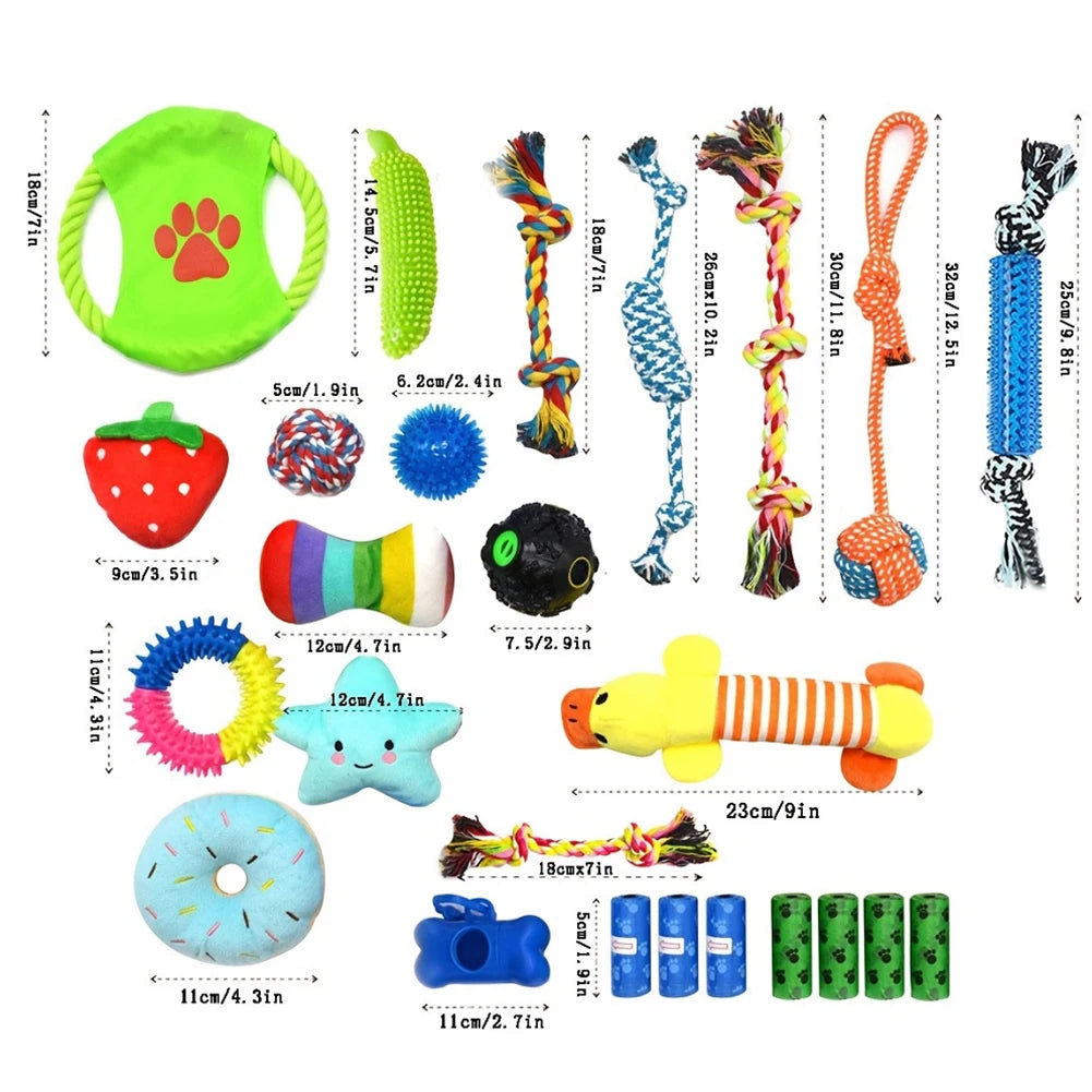 Alloet 25 Pack Puppy Chew Toys Rope Toy for Teething