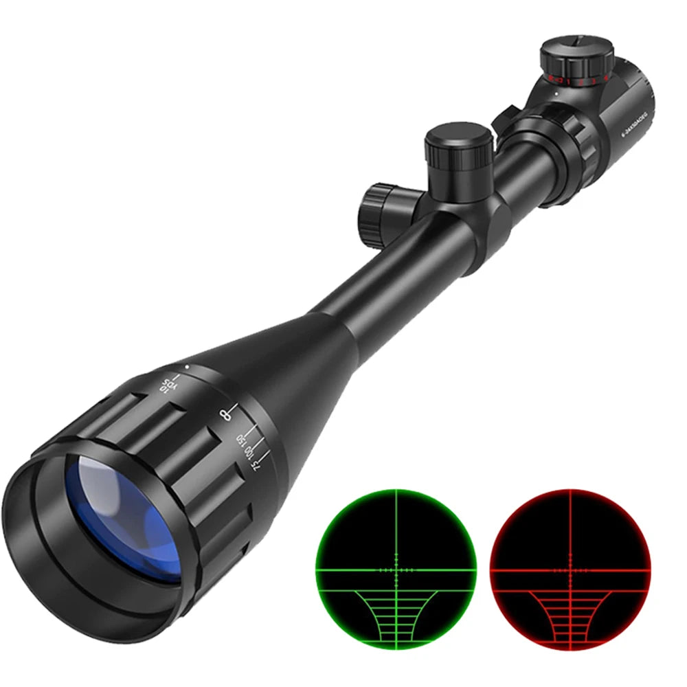 6-24x50 AO Rifle Scope Hunting Long-Range Scope Illuminated Red/Green Reticle Tactical Optical Sight for Rifle