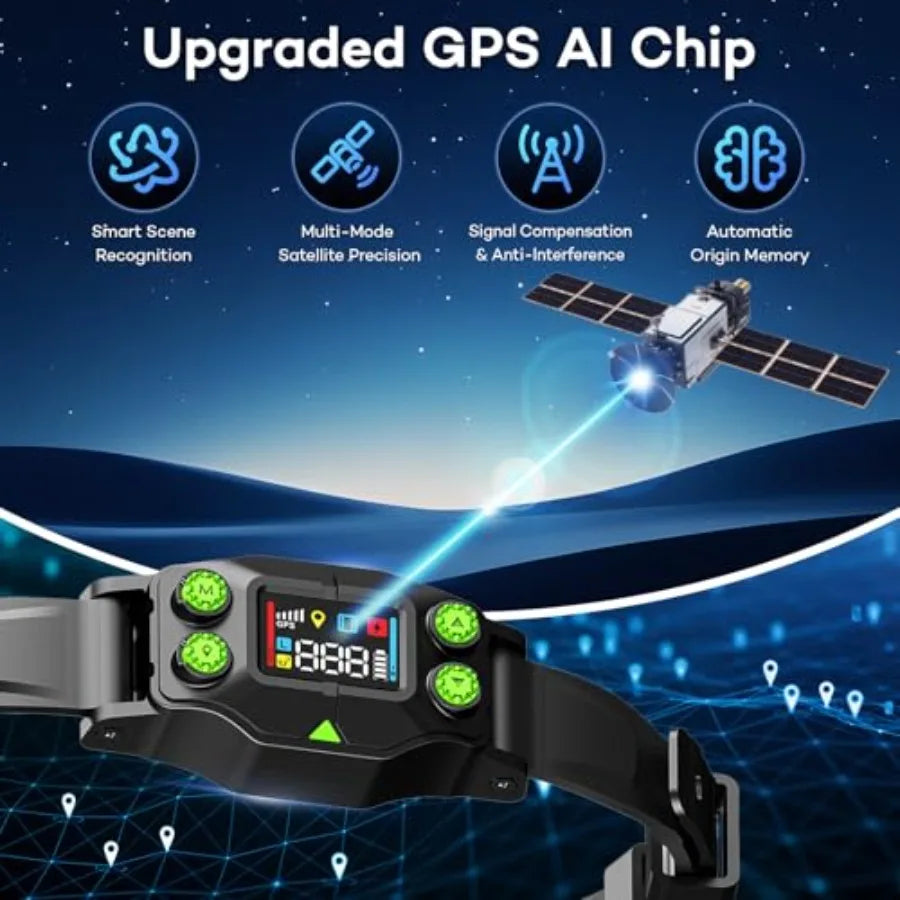 GPS Wireless Dog Fence Collar 3 Training Modes IPX7 Waterproof