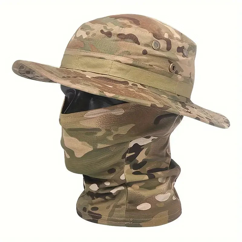 NONECN Camouflage Boonie Cap Balaclava Hat for Outdoor Hunting