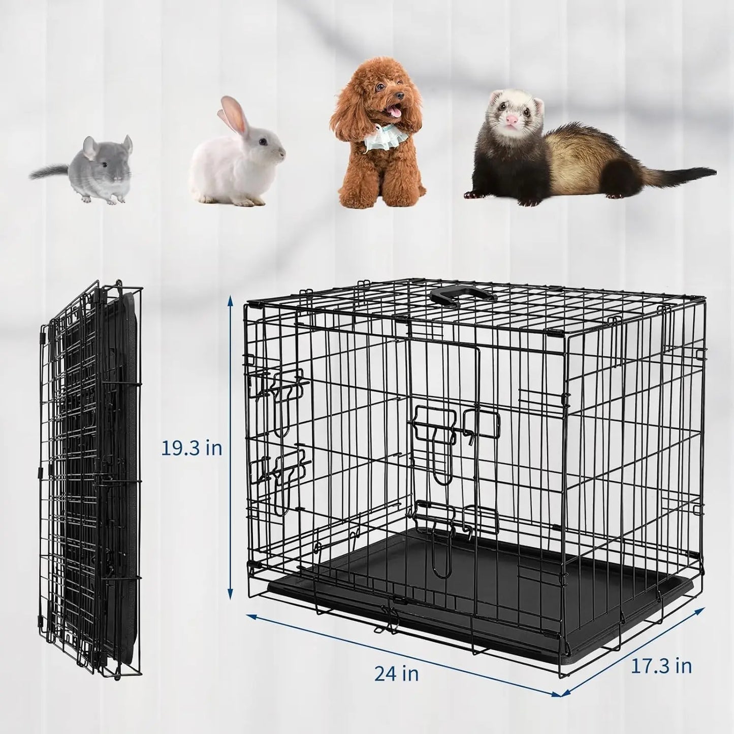 Foldable Metal Grid Hamster Cage Removable Tray For Small Pets