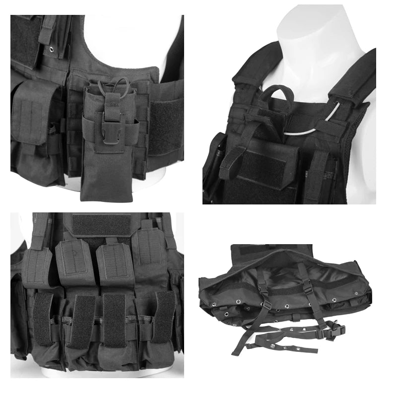 LQARMY Men Tactical Vest 1000D Quick Release Plate Carrier Chest Rig Combat Armor Vests Outdoor Hunting CS Training Airsoft Vest