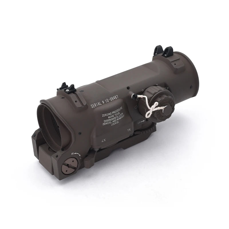 Tactical RifleScope DR 1-4x Fixed Dual Field of View Red Illumination Scope Sight with Full Markings for Airsoft and Hunting