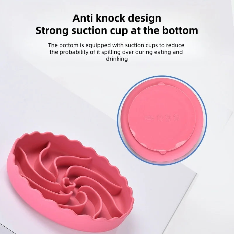 Dog Slow Feeder Bowl With Suction Mat Food Grade Silicone